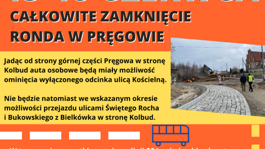 Od 13 do 18 czerwca całkowite zamknięcie ronda w Pręgowie